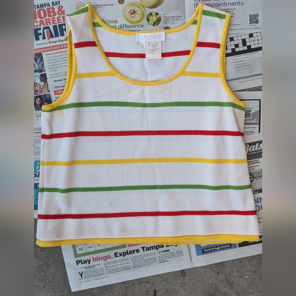 Vintage Escada Waffle Knit Striped Top